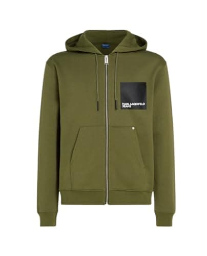 Image of KARL LAGERFELD JEANS, Men's, Box Logo Hoodie, Regular Fit, Green, L