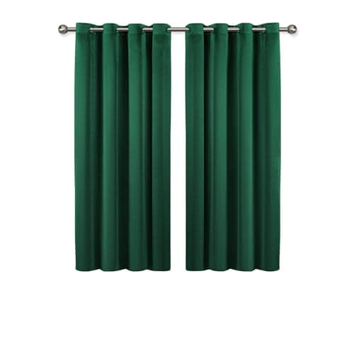 Image of Imperial Rooms Crushed Velvet Curtains 46x54 Eyelet Green Fully Lined Blackout Curtains Soft Ring Top Curtains for Living Room Bedroom with Matching Tie Backs (116cm x 137cm)