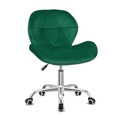 Image of Hadwin Modern Fabric Swivel Office Chair, Height Adjustable Padded Armless Desk Chair with Wheels for Home Office, Green