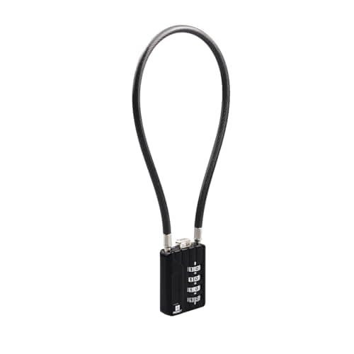 Image of RESET-204 4 Digit Combination Padlock with 12 inch(30 cm) Steel Cable for Locker Lock Luggage Suitcase Gun Case Toolbox Helmet,5 mm Diameter,Black