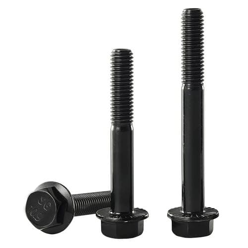 Image of YIIFLY M10 x 75mm Flanged Hex Head Bolts Flange Hexagon Screws, M10x1.5 bolt, 10.9 Grade Alloy Steel, Hexagon Head Bolts, Black Zinc Finish, Half Thread, Quantity 4