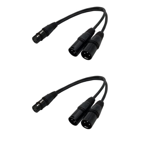 Image of BRIEFCEC 2Pcs XLR Splitter Cable, Microphone Y Cable 1 Female to 2 Male 3 Pin Jack Splitter Cord Audio Adapter, Zinc Alloy Jack OFC Copper (30CM, Black)