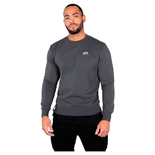 Image of Alpha Industries Basic Sweater Small Logo Sweatshirt for Men Greyblack