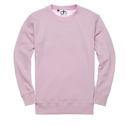 Image of D&H CLOTHING UK Premium Sweatshirts Plain Workwear Casual Crewneck Jumper Sweater Sports Leisure Fleece (L, Baby Pink)