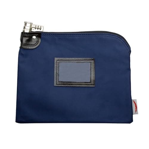 Image of Cardinal bag supplies Locking Cash Bag, Bank Bag Laminated Nylon Combination and Keyed Security, 9 x 12 inch (Navy Blue)