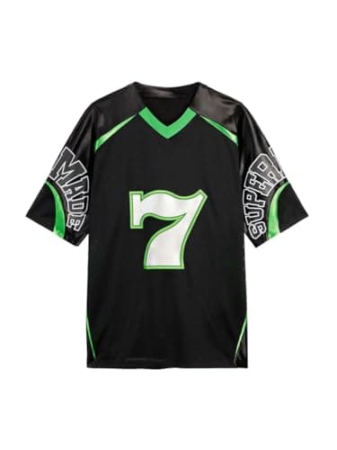 Image of Number 7 Jersey Shirts Graphic Oversized Heavy Weight Sports Streetwear Y2k Tees Tops, Black, XXL