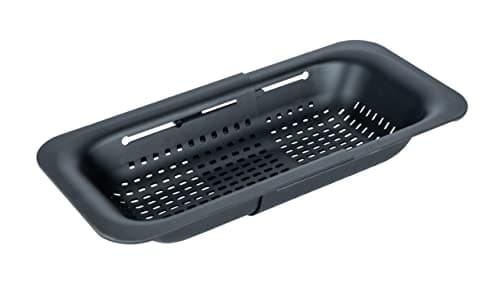 Image of WENKO Sivo Sink Strainer Black for Clean and Hygienic Work, Polypropylene, 37-50 x 7 x 20 cm