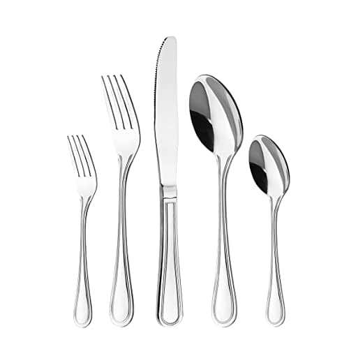 Image of Cutlery Set for 6 People, 30 Pieces - Otto Koning Frankfurt- Stainless Steel Flatware Set, Mirror Polished. Silverware Set with Spoon Knife and Fork. Classic & Simple Design