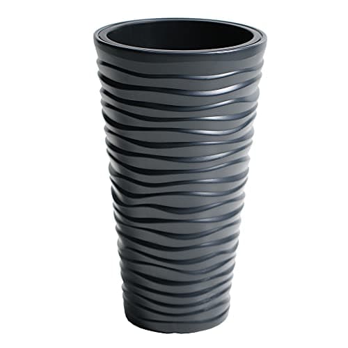 Image of URBNLIVING New Large Side Tall Sand Effect Flower Plant Pot Indoor Outdoor Garden Patio Planters (Dark Grey, 1)