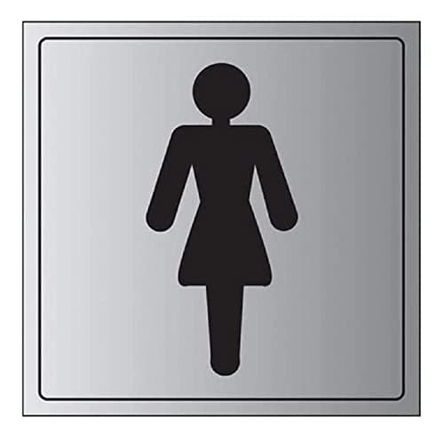 Image of V Safety General Door-Ladies Toilet Sign - 200mm x 200mm - 3mm Brushed Alu Comp