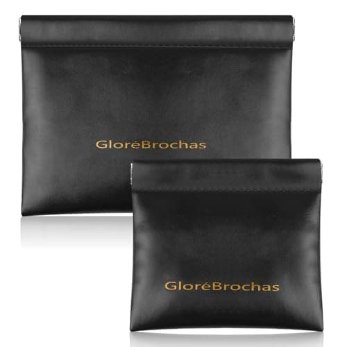 Image of Makeup Bag for Purse:GloréBrochas PU Leather Makeup Pouch Set Large & Small Portable Cosmetic Bags, Waterproof Squeeze Top Coin Purse,Travel Organizer for Makeup,Lipstick, Jewelry,Earbuds(Black)