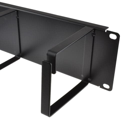 Image of kenable 2U 19 Inch Rack Mount Cable Management Bar with 4 Large Metal Rings Data Cabinet Organiser 10cm Black