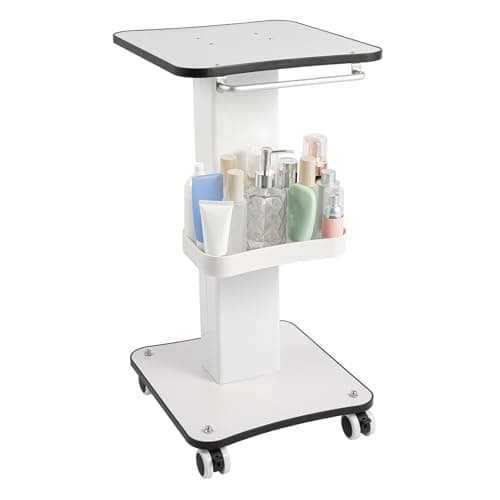 Image of TkkMivcOC Beauty Salon Trolley Cart, Spa Rolling Tray, Beauty Trolley on Wheels, Hairdressing Mobile with Handle, Beauty Instrument Storage Tray, for Beauty Equipment & Other Items, White