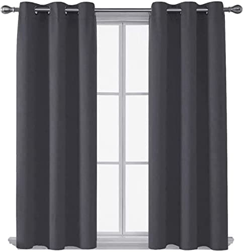 Image of AR Ware Charcoal Blackout Curtains - 2 Panels Drapes Eyelet Thermal Curtains for Living Room and Bedroom - Energy Saving - Soundproof lightweight curtains (46 x 72 inches)