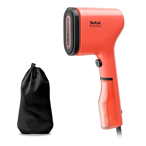 Image of Tefal Pure Pop Slim Handheld Clothes Steamer, No Ironing Board Needed, Ready to Use in 15 Seconds, 70ml Detachable Water Tank, Travel Iron, Garment Steamer, Red, DT2022