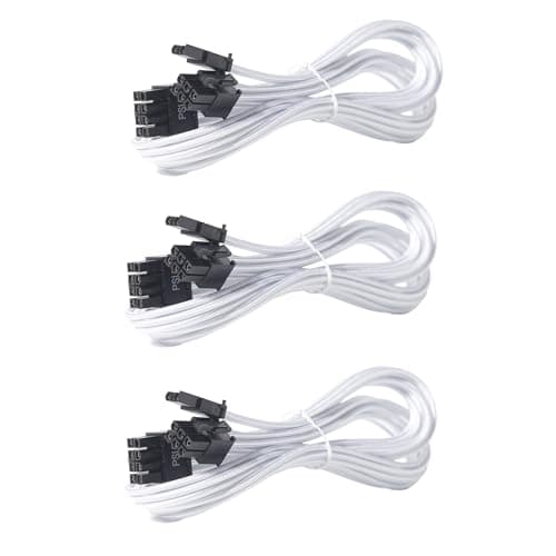 Image of Certusfun PCIE Cable for Corsair, 65CM Male to Male 8 Pin to 6+2 Pin GPU Power Cable for Thermaltake, ARESGAME Modular Power Supply (25'') (3-Pack White 16AWG)