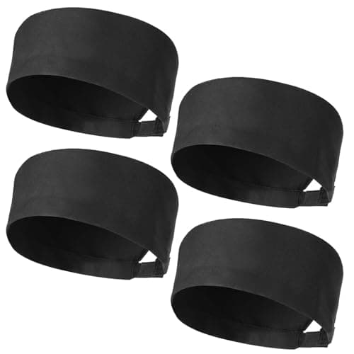 Image of KALIONE 4 Pack Black Chef Hats Chef Beanie Caps Adjustable Kitchen Cooking Caps for Men, Flat Top Sushi Beanie for Adult with Breathable Mesh Top (Unisex)