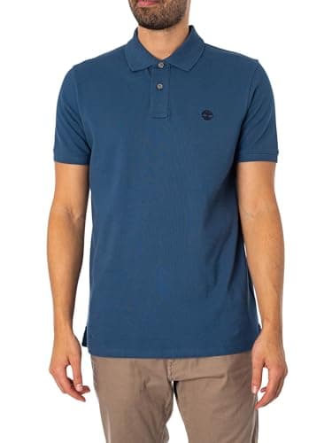 Image of Timberland Mens Millers River Pique Polo T-Shirt - Short Sleeved (Dark Denim) XXL