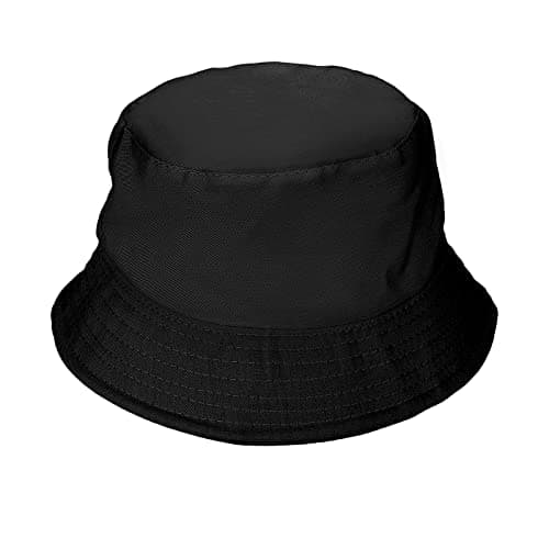 Image of Sibba Bucket Hat Summer Fisherman Sunshade Caps Unisex Packable Hats for Women Men Holidays Hiking Camping Shopping 56-58cm Plain Colors (Black)