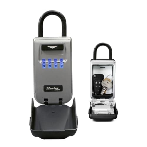 Image of MASTER LOCK Portable Light Up Dial Key Safe with Shackle, Medium 175 x 72 x 52 mm, Outdoor, for Home Office Industries Vehicles