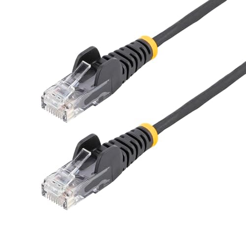 Image of StarTech.com 0.5 m CAT6 Cable - Slim CAT6 Patch Cord - Black - Snagless RJ45 Connectors - Gigabit Ethernet Cable - 28 AWG (N6PAT50CMBKS)