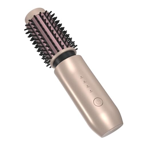 Image of NeuWee Cordless Hair Curling Brush, Mini 3 in 1 Hot Hair Brush with 4 Temperatures, Outdoor Heated Curling Iron and Travel Straighteners, 7000 mAh USB Rechargeable Curling Wand Brush (Gold)