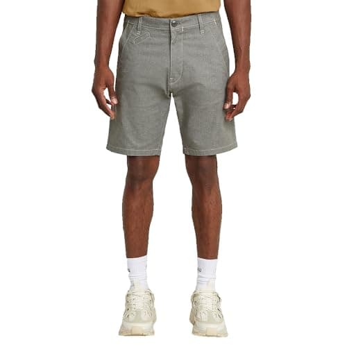 Image of G-STAR Men's Bronson 3.0 Slim Chino Shorts, Multicoloured (Gs Grey/Milk Dobby D26337-d921-h061), 35W