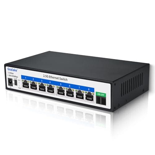 Image of Goalake Umanaged 8 Port 2.5G Switch, 8 x 2.5G Base-T Ports, 1 x 10G SFP+, 60Gbps Switching Capacity, Metal, Fanless, 2.5G Multi-Gigabit Desktop Switch for Wireless AP, NAS, PC, Wall Mount. Plug & Play