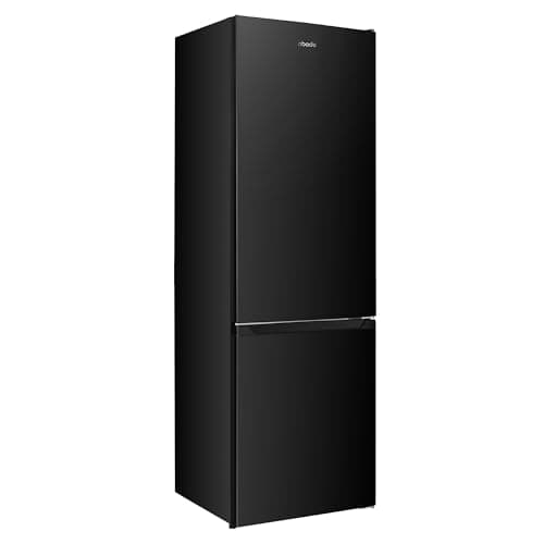 Image of Abode Fridge Freezer 262 Litre Freestanding with Reversible Door, Adjustable Thermostat & Feet 70/30, 180cm High & 55cm Wide, LED Light, Black A180FF552E1B