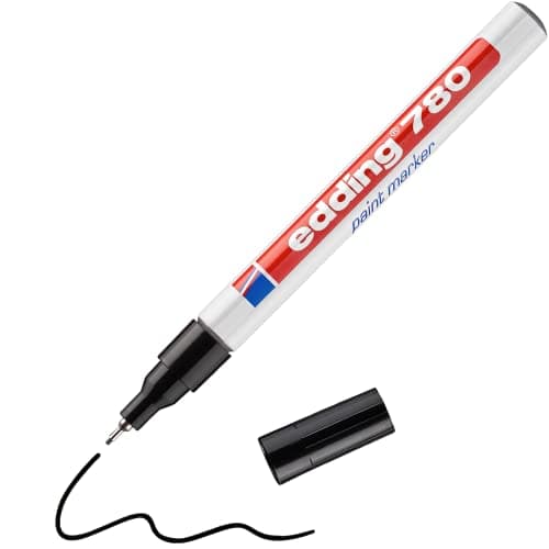 Image of edding 780 Paint Marker - Black - 1 Pen - Round Tip 0.8 mm - Paint Marker for Marking and Labelling Metal, Glass, Rocks or Plastic - Heat-Resistant, Permanent, Smudge-Proof and Waterproof