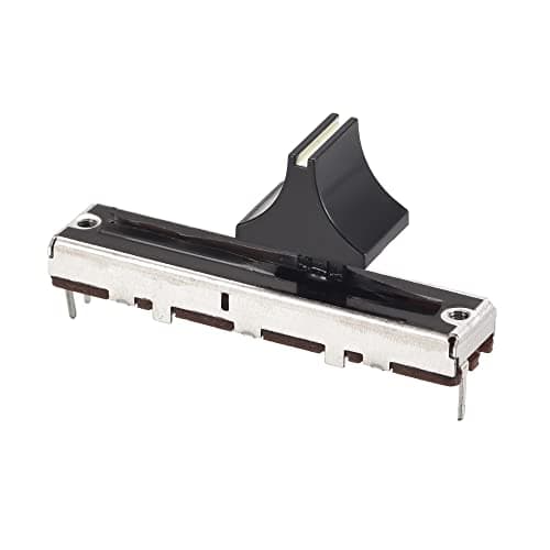 Image of sourcing map Fader Variable Resistors Mixer 45mm Straight Slide Potentiometer B10K Ohm with Black White Knobs