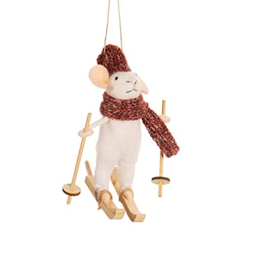 Image of Sass & Belle Skiing Mouse Felt Hanging Decoration