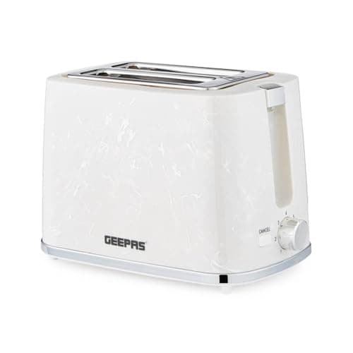Image of GEEPAS Skye 2 Slice Toaster | 7 Browning Levels Cancel Defrost Reheat | For Thin Small Bread Slice, Removable Crumb Tray Cool Touch Housing High Lift | Space-Saving Design | 2 Yr Warranty 900W White