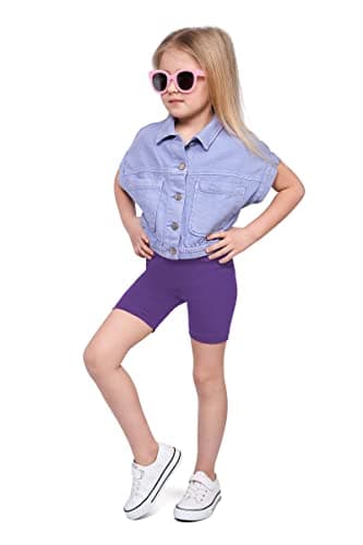 Image of SOFTSAIL Girls Leggings Cycling Shorts Short Cotton Sport Dancing Gymnastic Breathable Comfy Stretchable Violet 5-6 Years