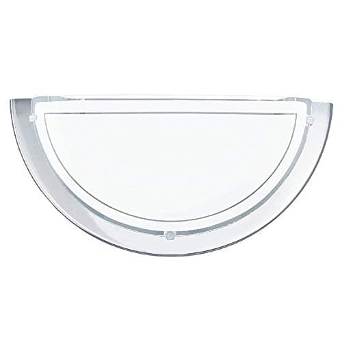 Image of Britalia Polished Chrome Metal & Decorative White Painted Glass Modern Half Circle Flush Wall Light | 29cm Wide | 1 x ES E27 Lamp Bulb Required (Not Included) | 240 Volts