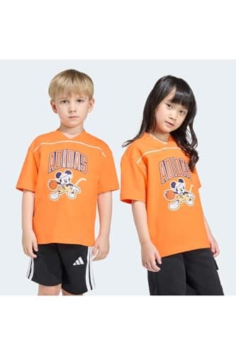 Image of adidas Unisex Kids Disney Mickey Mouse TEE, Pure Orange/Dark Blue/Off White, 7-8 Years