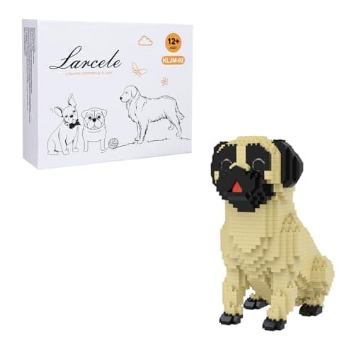 Image of Larcele Micro Building Blocks Set, DIY Mini Building Toy Bricks for Age over 12 Years, 1033 Pieces KLJM-02 (Pug Dog)