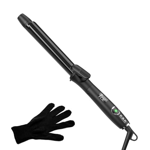 Image of K&K Hair Curling Wand, 32mm Ceramic Titanium Barrel, Digital Display, 50-230°C, 60 Min Auto Shut Off (25 mm)