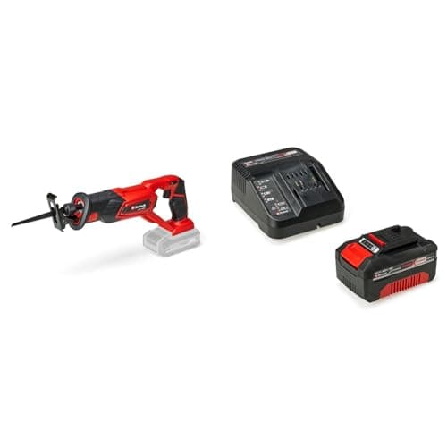 Image of Einhell Power X-Change Cordless Reciprocating Saw with Battery and Charger - 22mm Stroke, 18V Electric Saw to Cut Wood, Plastic and Metal - TE-AP 18/22 Li Recip Power Saw + 4Ah Starter Kit