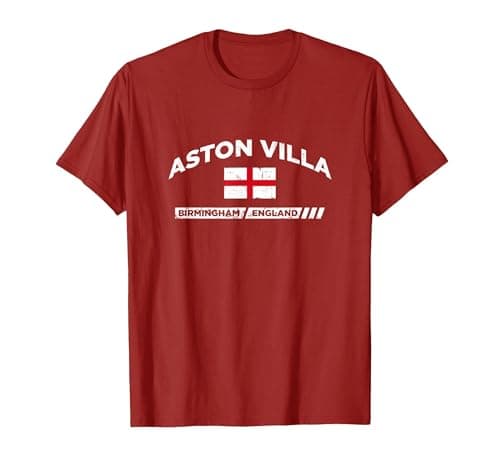 Image of Aston Villa Town of Birmingham, England UK T-Shirt, Men, Cranberry Red, Medium
