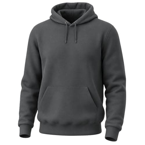 Image of LE11® Organic Cotton Mens Hoodie Hooded Sweatshirt Hood Pullover Sweat Top, Soft Breathable Eco - Friendly Fabric, Long Sleeve Relaxed Fit Everyday Wear - (Slate Grey - Large)