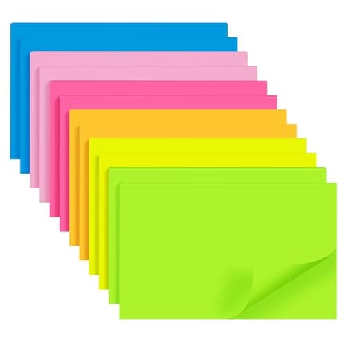 Image of (12 Pads) Large Sticky Notes 76 x 127 mm (3x5 inch), 6 Bright Colors Assorted Self-Stick Pads, Easy to Post for Home, Office, Notebook