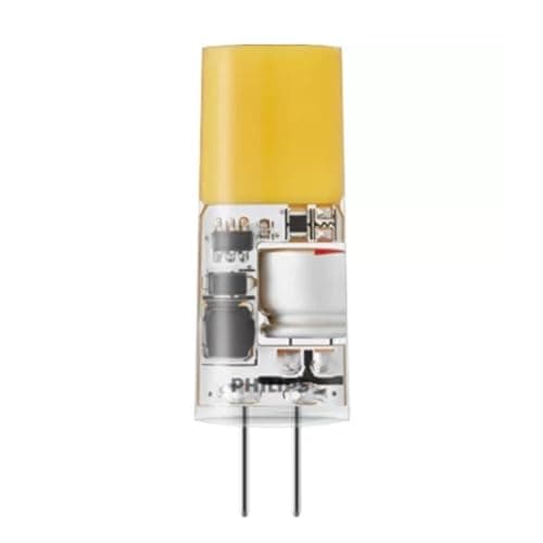 Image of Philips CorePro LED G4 Capsule 2.4W (28W Equivalent) Clear 12V, 2700K Very Warm White 827, Energy Saving LED Bi-Pin Capsule Bulb, Non-Dimmable, Long Life Halogen Replacement