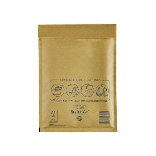 Image of Mail Lite - D/1 - Bubble Lined Padded Envelopes 180 x 260mm - 7" x 10.5" (1 Box of 100) - Gold