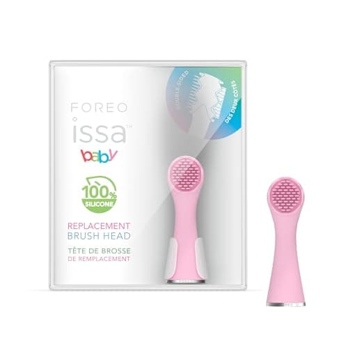 Image of FOREO ISSA Baby Brush Head - Ultra-Soft Silicone Electric Toothbrush Head Replacement - Gentle Cleaning for Teeth & Gums - 6-Month Lifespan - BPA-Free, Bacteria-Resistant - Pearl Pink Bunny
