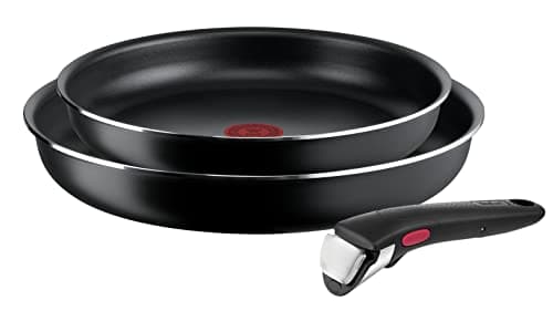 Image of Tefal Ingenio Easy ON 3 piece Non-Stick Pan Set, 24&28 cm Frying Pans, Bakelite Handle, Easy Cleaning, Heat Indicator, All Hobs Compatible Except Induction, Black, L1599302