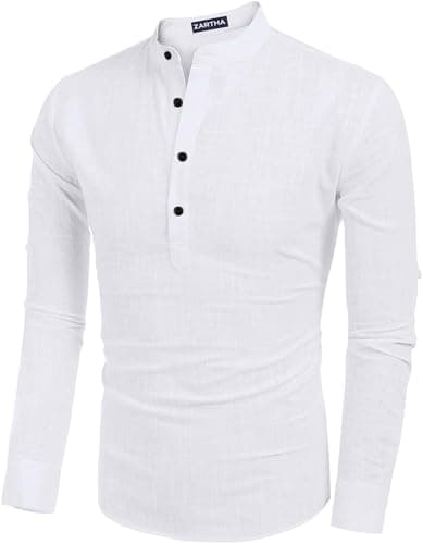 Image of Zartha Men's Cotton Blend Casual Kurta Shirt, WHITE, XL