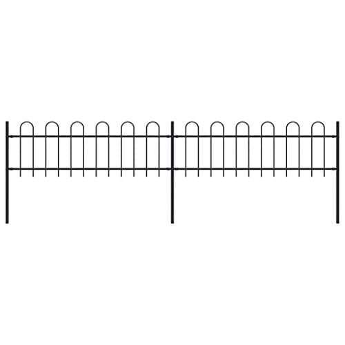 Image of vidaXL Garden Fence Hoop 3.4x0.6m Outdoor Panel Barrier Border Decorative Landscape Privacy Edges Black Steel Rust-Resistant Metal