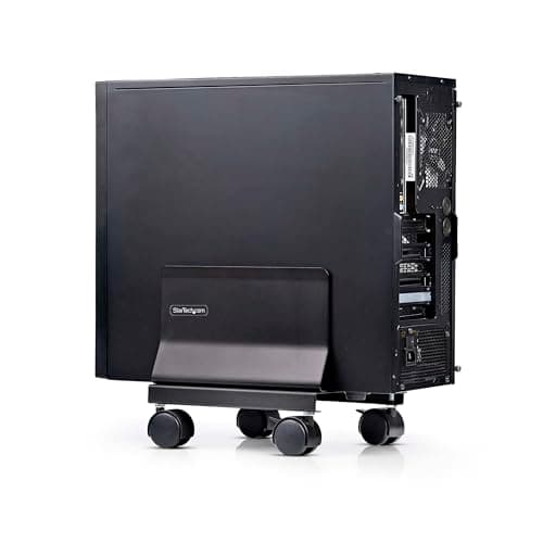 Image of StarTech.com Computer Tower Cart, Rolling Mobile CPU Caddy on Wheels, Max Load 46.3lb/21kg, Adjustable Desktop Case Mount