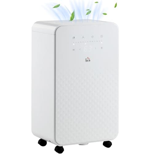 Image of HOMCOM 10L/Day 2000mL Portable Quiet Dehumidifier with Air Purifier Filter, 24H Timer, 5 Modes, Electric Moisture Air Dehumidifier for Home Laundry Basement, White